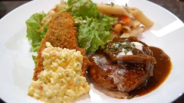 Hamburger Steak and Fried Fish (2105)
